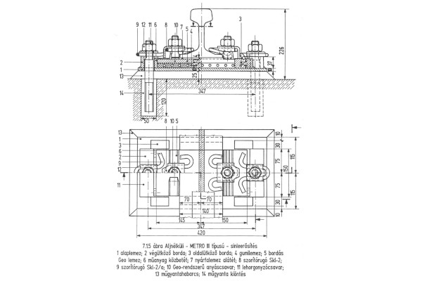 aljnélküli, Metró III. típusú sínleerősítés, bélyegkép