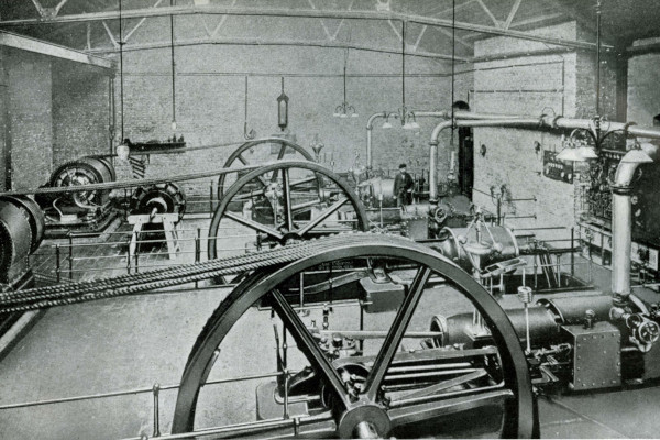 Budapest, M1 metró, MFAV, Kertész utcai áramfejlesztő telephely, gépház, bélyegkép