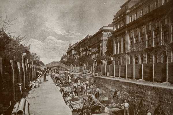 Budapest, M1 metró, építés, bélyegkép