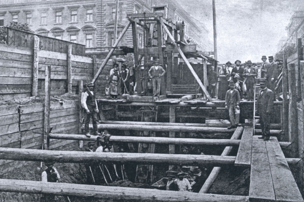 Budapest, M1 metró, építés, bélyegkép