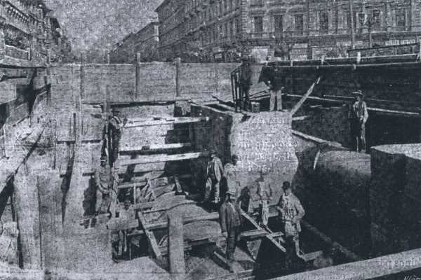 Budapest, M1 metró, építés, bélyegkép