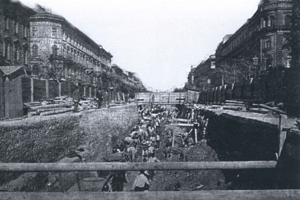 Budapest, M1 metró, építés, bélyegkép