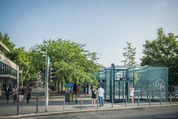 Budapest, M1 metró, akadálymentesítés, Deák Ferenc tér, látványterv, bélyegkép