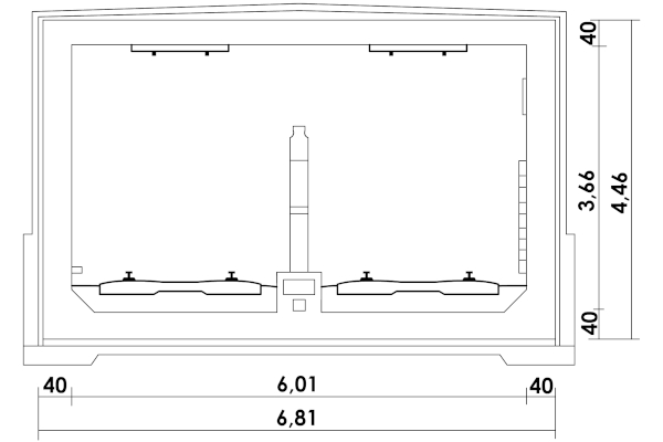 Budapest, M1 metró, 1973, meghosszabbítás, alagút keresztmetszet, bélyegkép