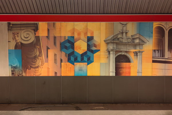 Budapest, M2 metró, Déli pályaudvar, bélyegkép