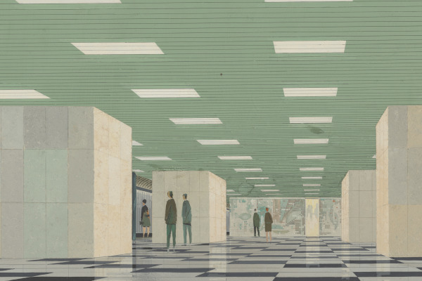 Budapest, M2 metró, Astoria, látványterv, bélyegkép