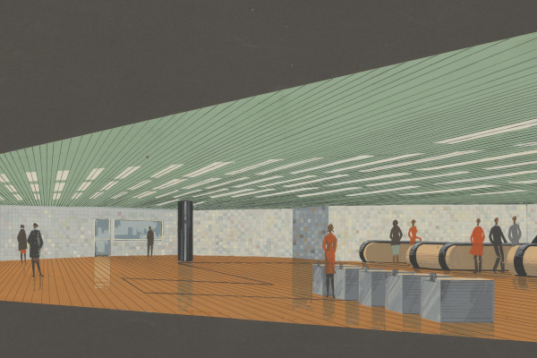 Budapest, M2 metró, Astoria, látványterv, bélyegkép