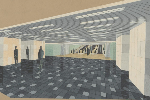 Budapest, M2 metró, Blaha Lujza tér, látványterv, bélyegkép