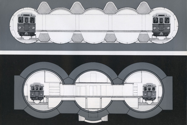 Budapest, M2 metró, ötalagutas-, háromalagutas állomások, bélyegkép