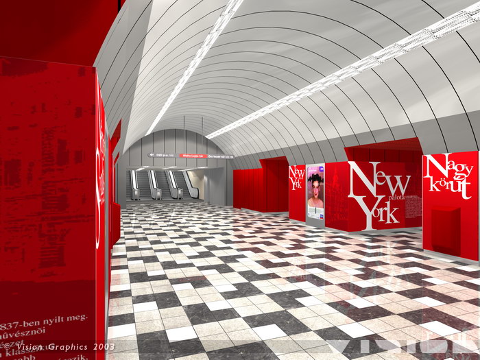 Budapest, M2 metró, Blaha Lujza tér, Vision Graphics, láványterv, bélyegkép