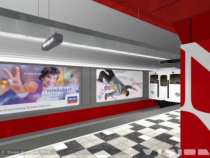 Budapest, M2 metró, Blaha Lujza tér, Vision Graphics, láványterv, bélyegkép