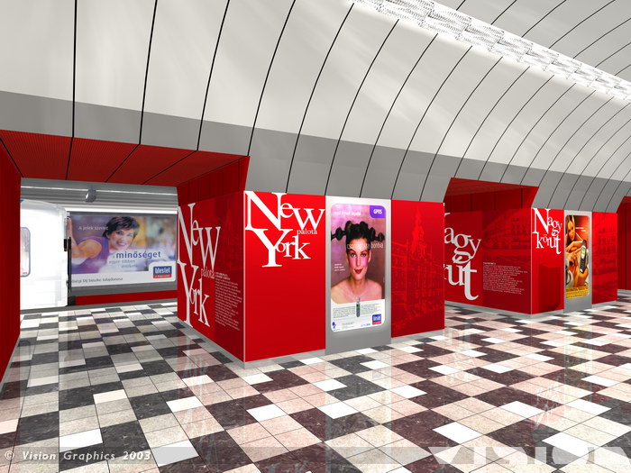 Budapest, M2 metró, Blaha Lujza tér, Vision Graphics, láványterv, bélyegkép