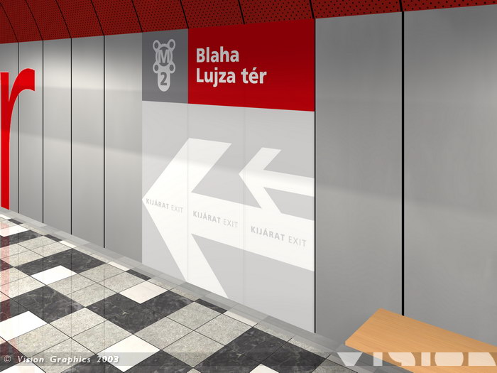 Budapest, M2 metró, Blaha Lujza tér, Vision Graphics, láványterv, bélyegkép