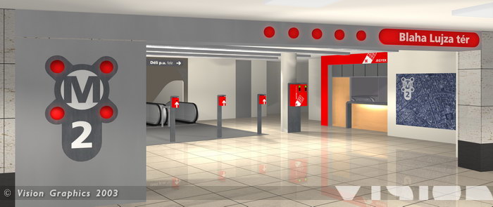 Budapest, M2 metró, Blaha Lujza tér, Vision Graphics, láványterv, bélyegkép