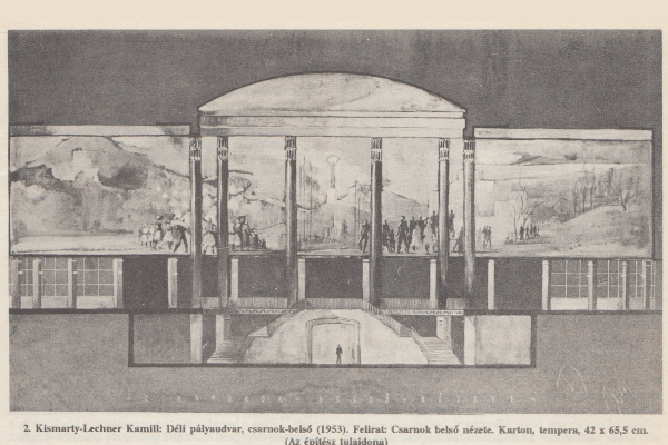 Budapest, M2 metró, Déli pályaudvar, Pavilon 1991, látványterv, bélyegkép