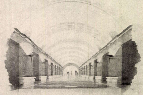 Budapest, M2 metró, Keleti pályaudvar, Magyar Építőművészet, látványterv, bélyegkép