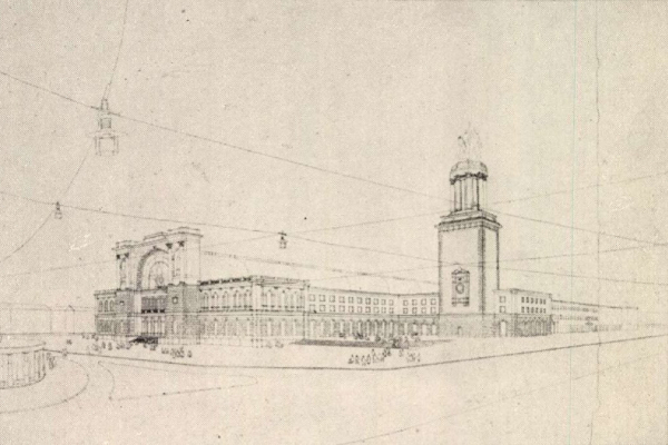 Budapest, M2 metró, Keleti pályaudvar, Magyar Építőművészet, látványterv, bélyegkép