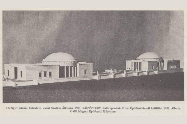 Budapest, M2 metró, Puskás Ferenc stadion, Pavilon 1991, makett, bélyegkép