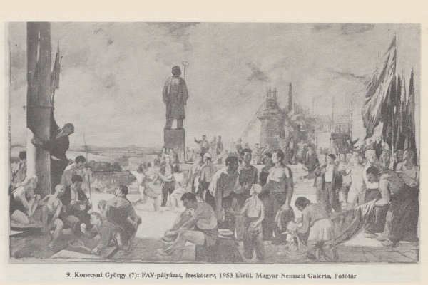 Budapest, M2 metró, Pavilon 1991, freskóterv, bélyegkép