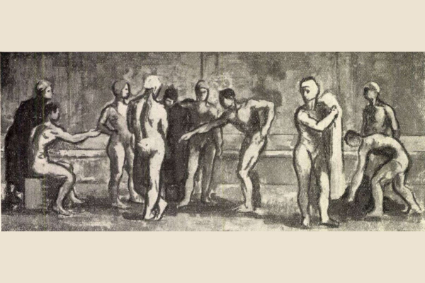 Budapest, M2 metró, Puskás Ferenc stadion, Magyar Építőművészet, mozaikterv, bélyegkép