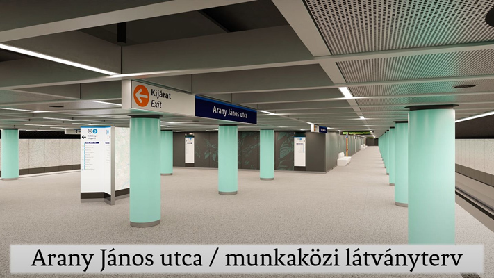 Budapest, M3 metró, Arany János utca, látványterv, bélyegkép
