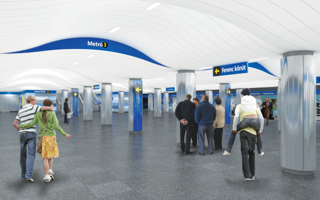 Budapest, M3 metró, Corvin-negyed, Auth Design látványterv, bélyegkép