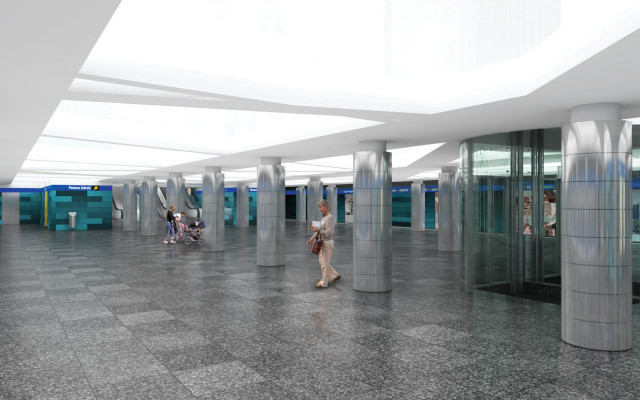 Budapest, M3 metró, Corvin-negyed, Auth Design látványterv, bélyegkép