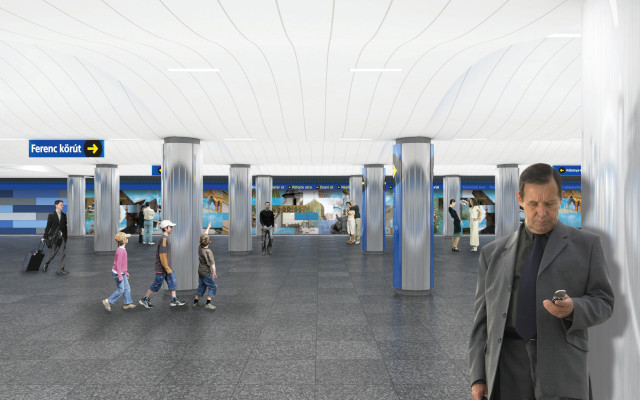 Budapest, M3 metró, Corvin-negyed, Auth Design látványterv, bélyegkép