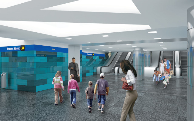 Budapest, M3 metró, Corvin-negyed, Auth Design látványterv, bélyegkép