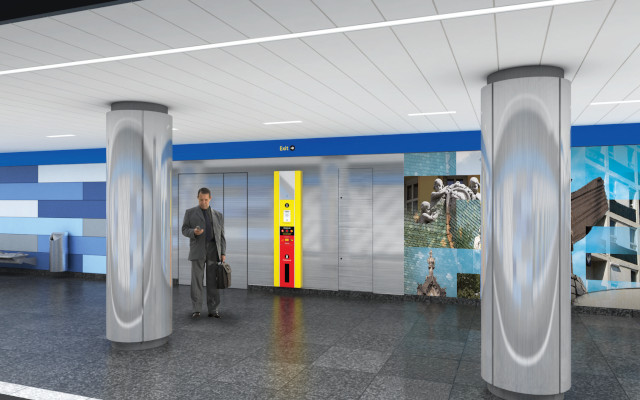 Budapest, M3 metró, Corvin-negyed, Auth Design látványterv, bélyegkép