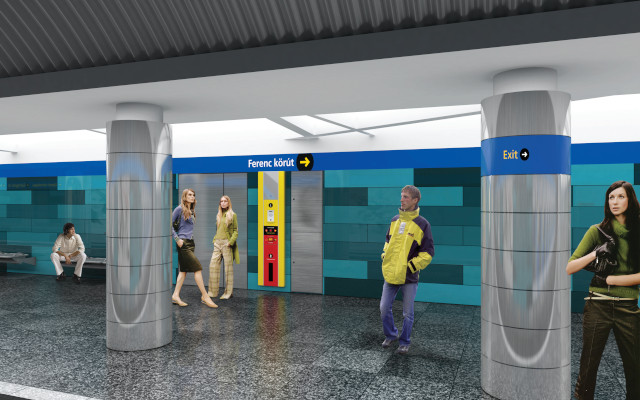 Budapest, M3 metró, Corvin-negyed, Auth Design látványterv, bélyegkép