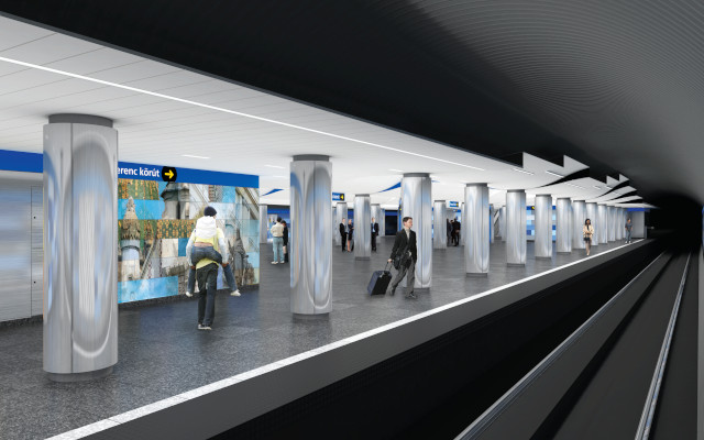 Budapest, M3 metró, Corvin-negyed, Auth Design látványterv, bélyegkép