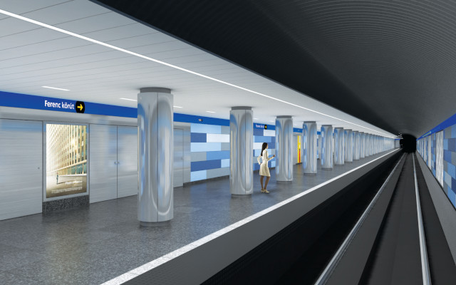 Budapest, M3 metró, Corvin-negyed, Auth Design látványterv, bélyegkép