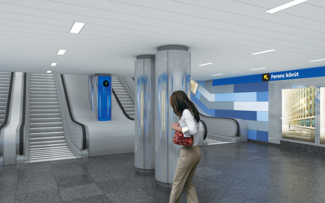 Budapest, M3 metró, Corvin-negyed, Auth Design látványterv, bélyegkép