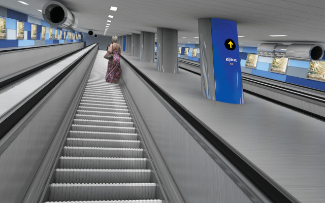 Budapest, M3 metró, Corvin-negyed, Auth Design látványterv, bélyegkép