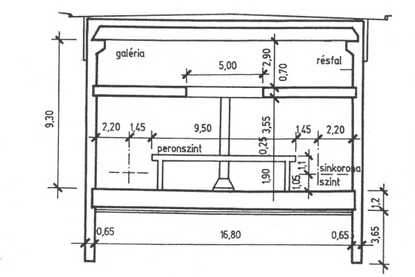 Budapest, M3 metró, Lehel tér, keresztmetszet, bélyegkép