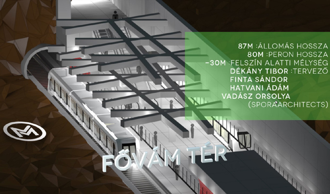Budapest, M4 metró, Fővám tér, bélyegkép