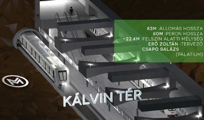 Budapest, M4 metró, Kálvin tér, bélyegkép