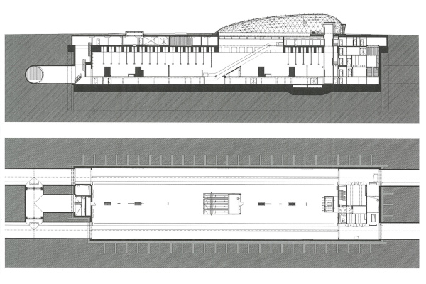 Budapest, M4 metró, Bikás park, hosszmetszet, bélyegkép