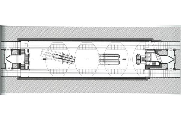Budapest, M4 metró, Kálvin tér, alaprajz, bélyegkép