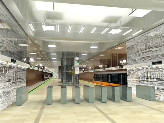 Budapest, M4 metró, Kelenföld vasútállomás, Palatium Stúdió látványterv, bélyegkép