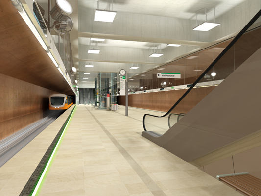 Budapest, M4 metró, Kelenföld vasútállomás, Palatium Stúdió látványterv, bélyegkép