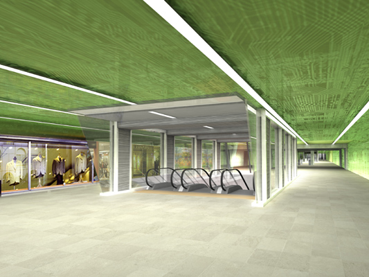 Budapest, M4 metró, Kelenföld vasútállomás, Palatium Stúdió látványterv, bélyegkép