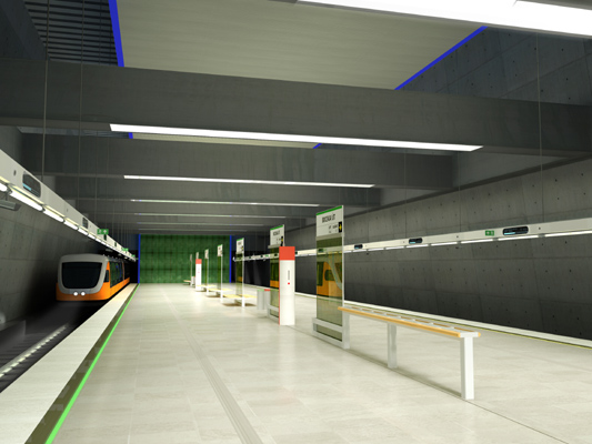 Budapest, M4 metró, Újbuda-központ, Palatium Stúdió látványterv, bélyegkép