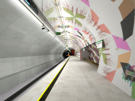 Budapest, M4 metró, Szent Gellért tér - Műegyetem, Palatium Stúdió látványterv, bélyegkép