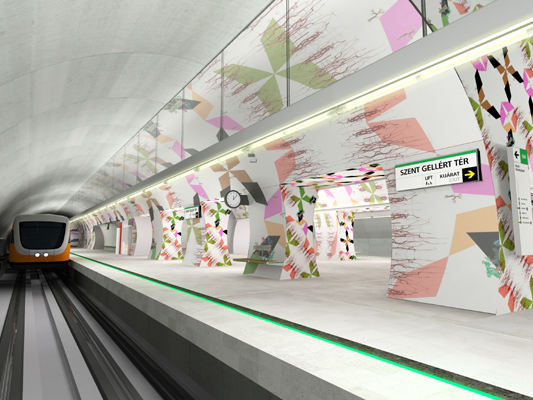 Budapest, M4 metró, Szent Gellért tér - Műegyetem, Palatium Stúdió látványterv, bélyegkép