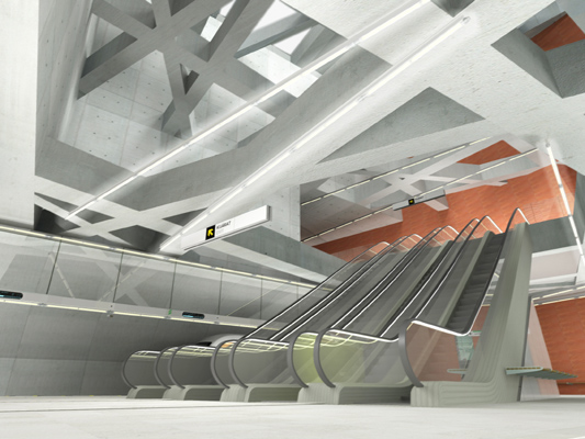 Budapest, M4 metró, Szent Gellért tér - Műegyetem, Palatium Stúdió látványterv, bélyegkép