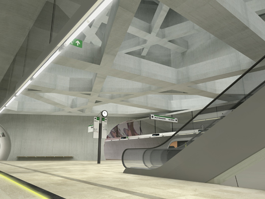 Budapest, M4 metró, Fővám tér, Palatium Stúdió látványterv, bélyegkép