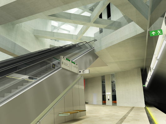 Budapest, M4 metró, Fővám tér, Palatium Stúdió látványterv, bélyegkép