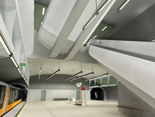 Budapest, M4 metró, Kálvin tér, Palatium Stúdió látványterv, bélyegkép